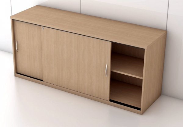 SALES - Maple sliding door cupboards with 1 shelf level 1600mm long x 400m - Ex Display